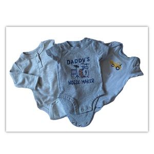Lot of 3 Grey Boys Onesies Size 3M